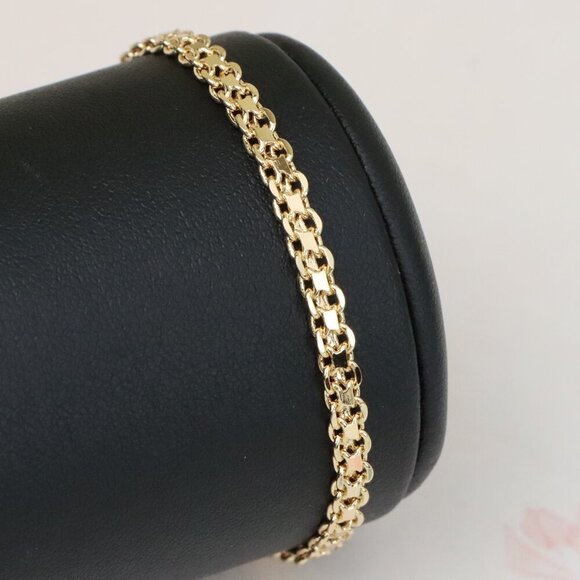 "Elegant Rose Gold Chain Bracelet in Glossy Link Design, XPBL1077 - Picture 1 of 13